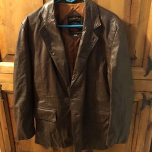 Beautiful Vintage Chocolate Brown Leather Car Coat Size 42 No Scrapes EUC